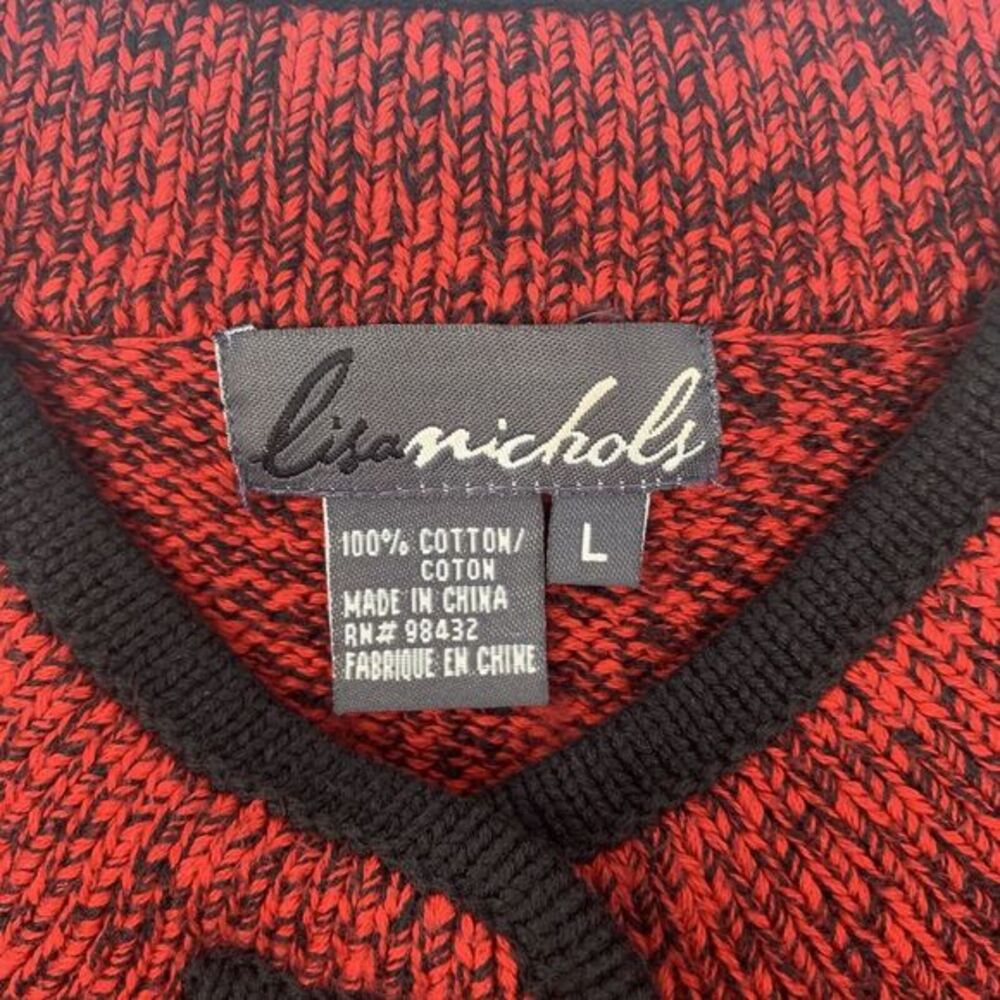 Lisa Nichols Red with Black Trim Button Down Women's Cardigan Sweater Size Large - Picture 6 of 10